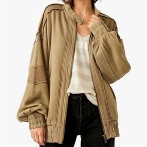 We The Free NWOT LuLu Moto Zip Olive Utility Jacket Size Medium